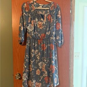 CJ Banks Orange and Pink Bishop Sleeve Sundress